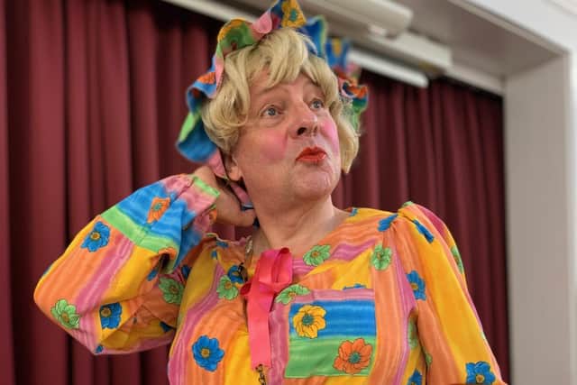 Mike Newby as Dame Tessa Tickle in Pannal Players' production of Dick Whittington.