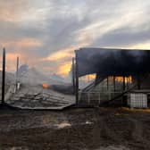 The barn fire at Huby (Image: Harrogate Fire Station/Twitter)