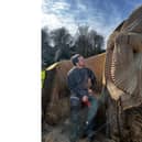 The new sculpture at the Himalayan Gardens was created with a unique use of the chainsaw