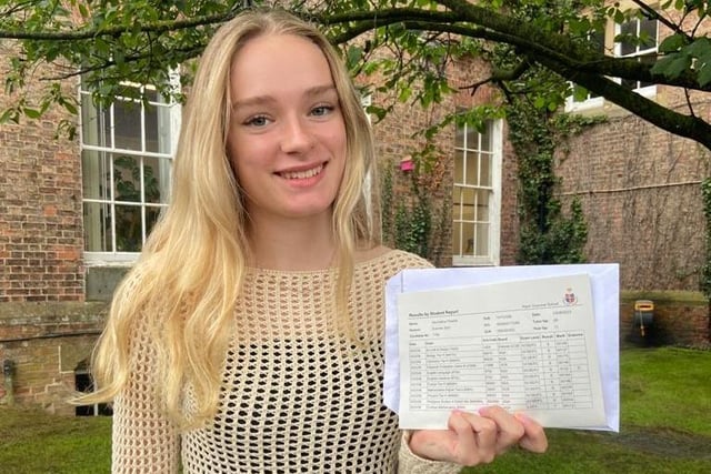 Nia Peedell, of Ripon Grammar School, achieved eight grade 9's, two grade 8's and a 7 in further maths in her GCSE results