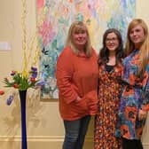 Art family - The Stewarts at 108 Fine Art gallery in Harrogate. From left, mum Gillian Stewart with daughters India and Scarlett.