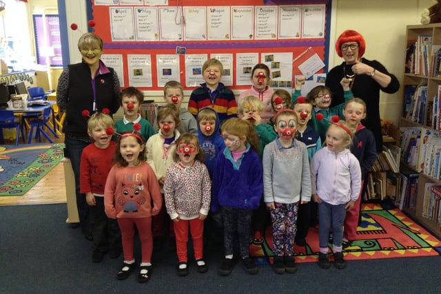 Pupils at Branton First School dress up for Comic Relief in 2015.