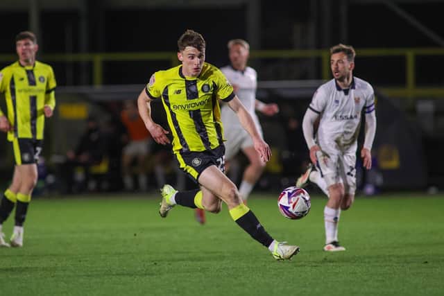 Tom Cursons in action during Harrogate Town's 3-2 home win over Tranmere Rovers at Wetherby Road.