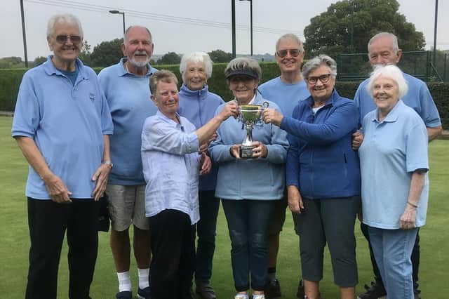 Wetherby BC's Division Three Knock-out Cup winning team, back row from left: Mike Carr, Alex May, Lesley Holloran, Andrew Morton, John Titley. Front row: Jean May, Jenny Wright, Elizebeth Kay, Freda Beadle. Picture: Submitted