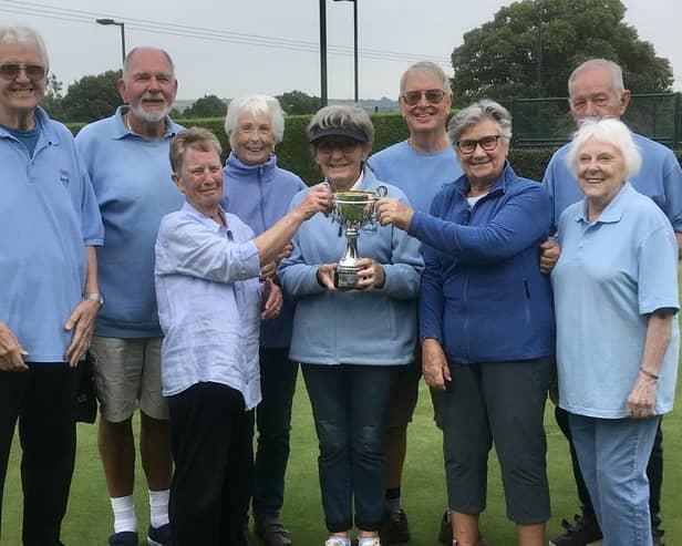 Wetherby BC's Division Three Knock-out Cup winning team, back row from left: Mike Carr, Alex May, Lesley Holloran, Andrew Morton, John Titley. Front row: Jean May, Jenny Wright, Elizebeth Kay, Freda Beadle. Picture: Submitted
