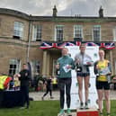 Running for the Rob Burrow Centre for Motor Neurone Disease Appeal at Rudding Park - From left, the top three ladies Zara Knappy (Rotherham Harriers &  AC), ladies winner Georgia Malir (Leeds City AC) and Rebecca Pritchard (Skyrac).
