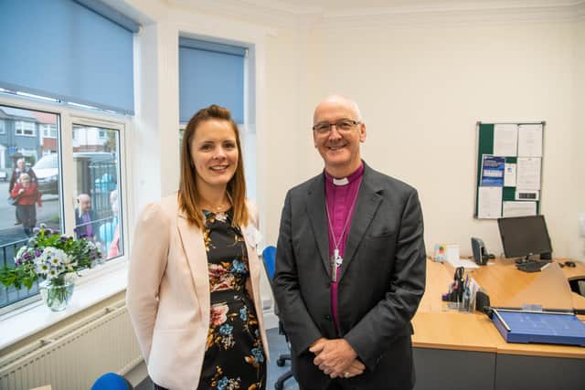 Wellspring's executive director Emily Fullarton pictured with the Rt Rev Nick Baines, the Bishop of Leeds who will conduct the charity's anniversary later in the year at at St Andrew’s Church in Starbeck.