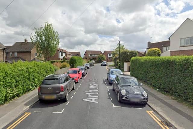 A man has been arrested after a car hit a number of parked vehicles and overturned on Arthurs Avenue in Harrogate