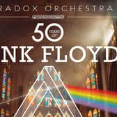 Part of the poster for 50 years of Pink Floyd by Paradox Orchestra, which will take place on September 3, 2023 at Conyngham Hall in Knaresborough.