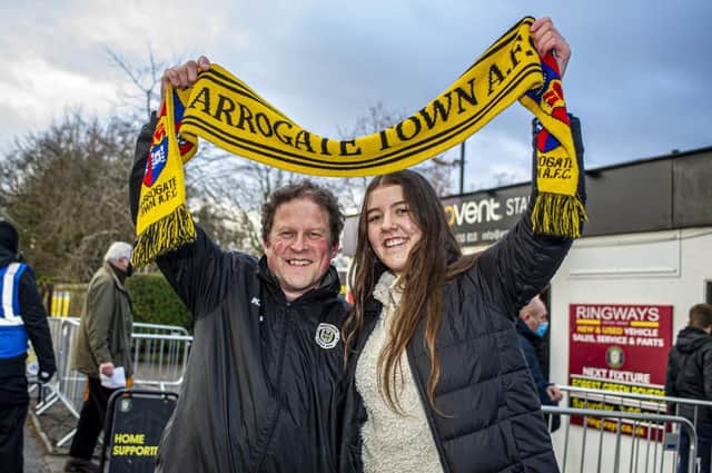 Harrogate Town supporters Dave and Molly Worton outside the EnviroVent Stadium. Picture: National World