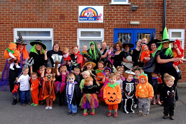 Teachers and children at Happy Jays Nursery in Boroughbridge dressed up in their Halloween costumes in 2007