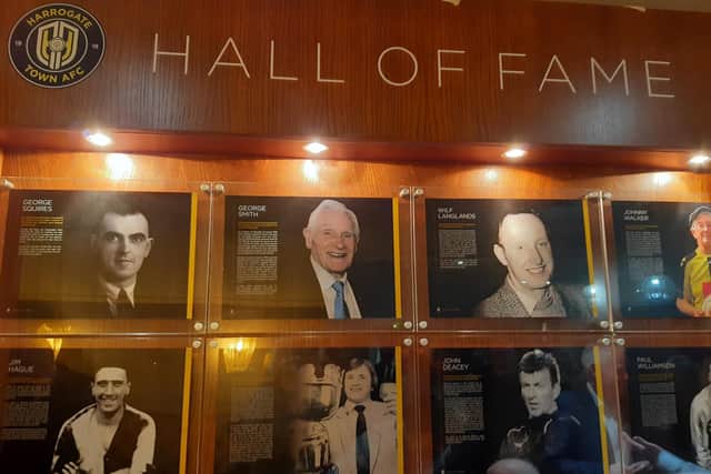 Harrogate Town Hall of Fame launch - The 'wall of fame' at Cedar Court Hotel in Harrogate.