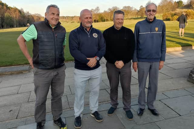 Harrogate & District Union's Phil Kitching and Roger Knight with two members of the Otley GC team who won the Alliance at Pannal GC. Picture: Submitted