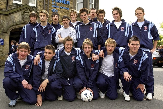 The St John Fisher Catholic High School U19 football team ahead of their English Schools' FA Cup Final at Upton Park in 2005