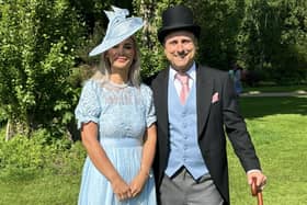 Veronica Manolache and her partner Steve Jones at the King's Royal Garden Party at Buckingham Palace