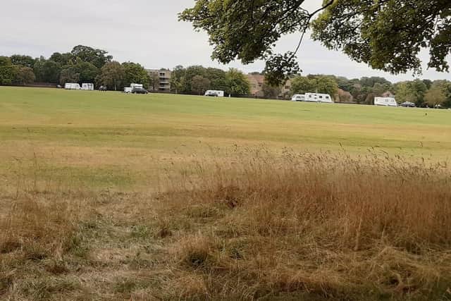 The travellers camp on the Stray in Harrogate.