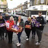 Flashback to last year when a group of traders in Commercial Street in Harrogate first appealed for chocolate donations to give a Christmas boost to struggling families.(Picture Gerard Binks)