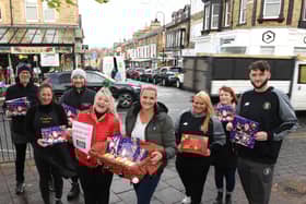 Flashback to last year when a group of traders in Commercial Street in Harrogate first appealed for chocolate donations to give a Christmas boost to struggling families.(Picture Gerard Binks)