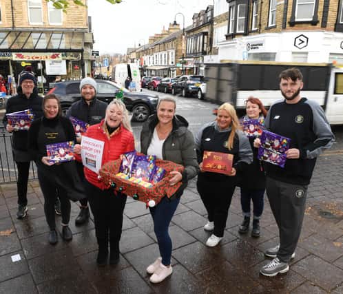 Flashback to last year when a group of traders in Commercial Street in Harrogate first appealed for chocolate donations to give a Christmas boost to struggling families.(Picture Gerard Binks)