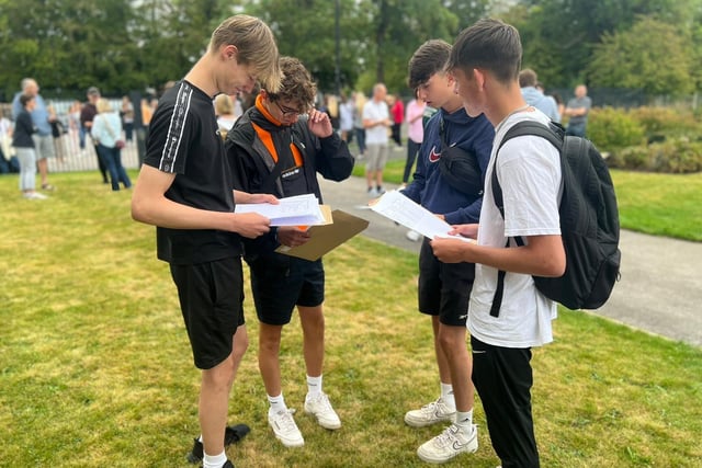 Students of St Aidan's Church of England High School celebrate their GCSE results