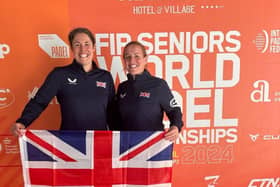 Harrogate teacher Sophie Cousins of Ashville College  (left) and Angela Crossley,  representing Team GB in the Padel Federation’s Seniors World Championships in Spain. (Picture contributed)