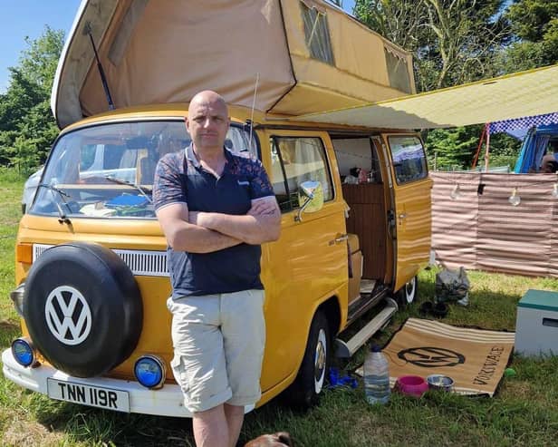 Coming to Newby Hall as part of Tractor Fest - Automotive technician Gary Grant with his 1977 VW T2 bay window Viking conversion Marinogelb yellow camper van. (Picture contributed)