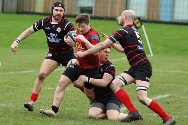 Jed Carr on the attack during Harrogate Pythons' home loss to Baildon. Pictures: Submitted