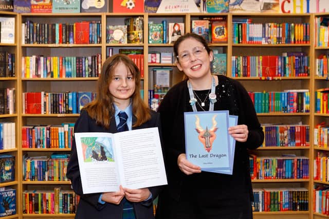 Kids Aloud art competition winner Nadia Wieclaw with Georgina Eckert, the owner of independent Harrogate book store Imagined Things. (Picture by Charlotte Gale)