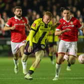Dean Cornelius on the charge during Harrogate Town's 1-0 win over Wrexham in the FA Cup first round. Pictures: Matt Kirkham