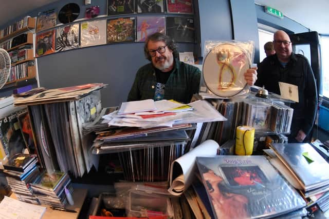 Counter culture - Owner Peter Robinson inside P&C Music shop in Harrogate as the door is opened on Record Store Day 2024. (Picture Gerard Binks)
