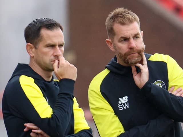 Harrogate Town's management team of Paul Thirlwell, left, and Simon Weaver are still weighing up their options heading into the January transfer window. Pictures: Matt Kirkham