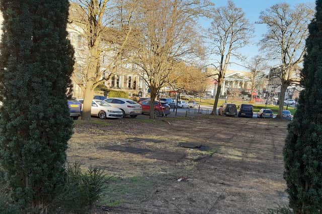 Repairing the grass - North Yorkshire Council says the green at Crescent Gardens will be restored to its former glory prior to the Christmas ice rink. (Picture Graham Chalmers)