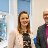 Harrogate charity's 20th anniversary - Emily Fullarton, the executive director of Wellspring, with the Rt Rev Nick Baines, Bishop of Leeds, who is the patron of Wellspring (Picture contributed)