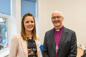 Harrogate charity's 20th anniversary - Emily Fullarton, the executive director of Wellspring, with the Rt Rev Nick Baines, Bishop of Leeds, who is the patron of Wellspring (Picture contributed)