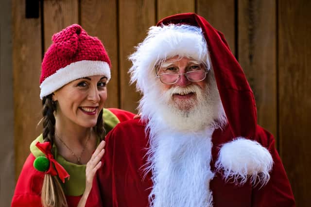 Harrogate Father Christmas Experience will take place for the first time at Cedar Court Hotel in Harrogate. Pictured is Suzanne Vaughan from Enchanticas with Santa Claus.