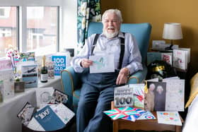 A sea of cards for his 100th birthday - Group Captain Stanley Clarke, who lives in Harcourt Gardens care home in Harrogate, first joined the Royal Air Force in 1940. (Picture contributed)