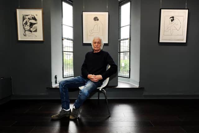 British pop art pioneer Dudley Edwards pictured in 2019 at Harrogate's RedHouse Originals gallery where he has exhibited several times over the years. (Picture Gerard Binks)