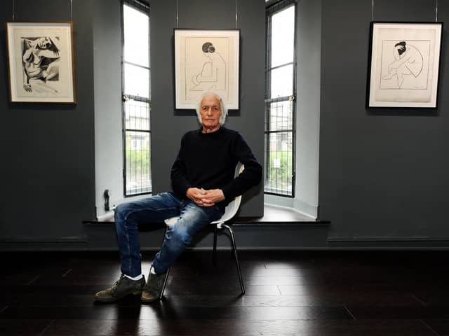 British pop art pioneer Dudley Edwards pictured in 2019 at Harrogate's RedHouse Originals gallery where he has exhibited several times over the years. (Picture Gerard Binks)