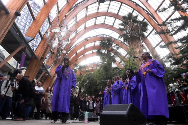 As a taster for the 26th MOBO Awards, Sheffield Gospel Choir played at the Winter Gardens in Sheffield. (Picture Simon Hulme)