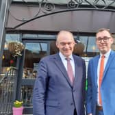 Lib Dem leader Ed Davey MP, left, with the party's Harrogate and Knaresborough candidate Tom Gordon in Harrogate today. (Picture Graham Chalmers)