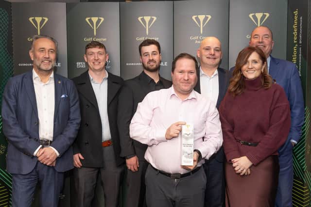 From left, award category sponsor Simon Bradbury, with Rudding Park GC's Nick Brown, Dan Balbi, Marc Rice, Rob Clare, Nicola Cook and Peter Banks. Picture: Submitted