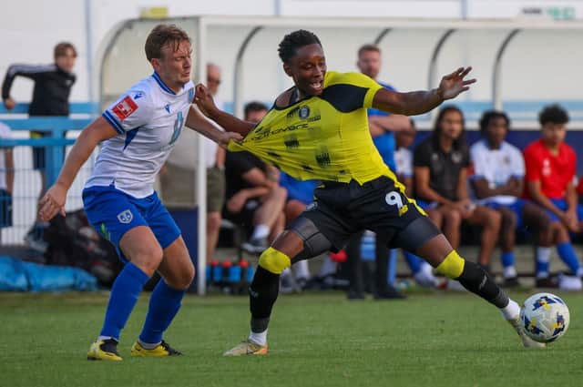 Harrogate Town kicked-off their pre-season campaign with a 1-0 win over Guiseley on Tuesday evening. Picture: Matt Kirkham