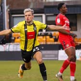 Josh March celebrates after scoring for Harrogate Town against Newport County during the 2020/21 campaign. Picture: Matt Kirkham
