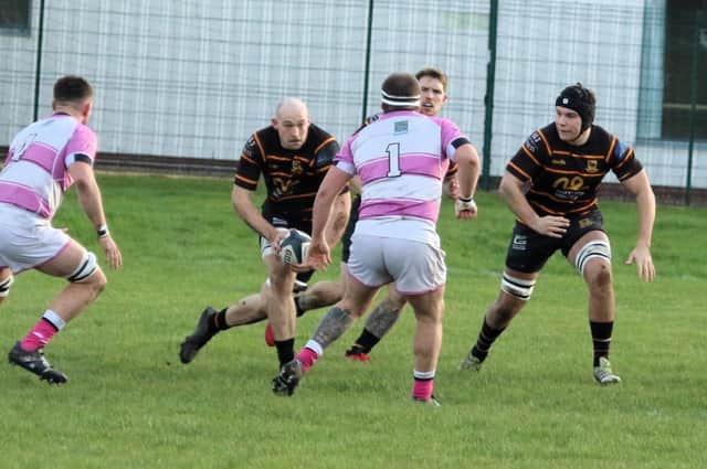 Pete Millward on the attack during Harrogate Pythons RUFC's home defeat to Bradford Salem. Pictures: Julian Tatlow