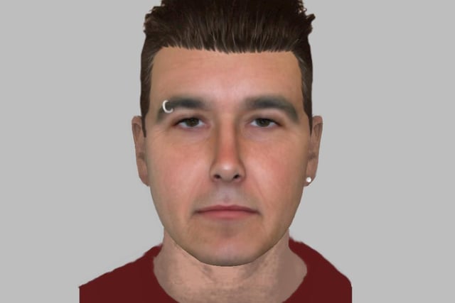 Officers investigating an attempted robbery close to the bus station in Rotherham town centre want to speak to this man.
On May 26 at around 2.45pm, it is reported that the 13-year-old victim was walking on Frederick Street when two unknown offenders attempted to steal their backpack. The pair made racially-aggravated comments towards the victim before fleeing towards Howard Street.
This e-fit was produced of one of the suspects, who is described as white, in his forties, and around 5ft 7in tall, with short brown hair pushed to the side. He was wearing a red T-shirt, black denim jacket, light blue jeans and trainers. He also had a piercing in one eyebrow.
Anyone with information is asked to call 101, quoting incident number SYP-20210527-0417.