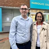 Lib Dem Education Spokesperson Munira Wilson MP during her visit to Harrogate this week, in the company of Harrogate Lib Dem Parliamentary Candidate Tom Gordon. (Picture contributed)