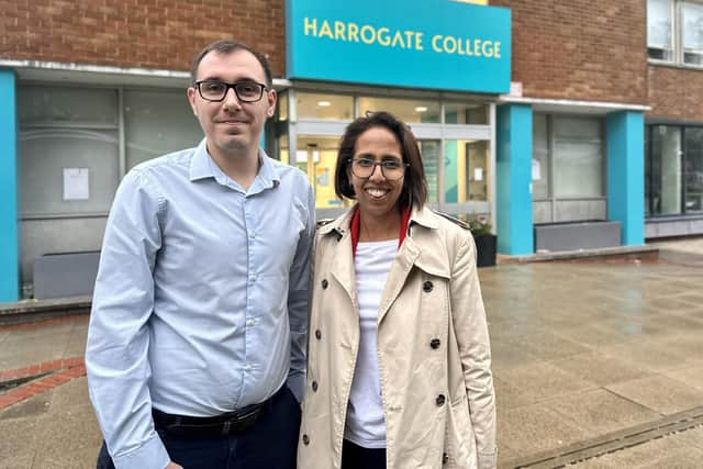 Lib Dem Education Spokesperson Munira Wilson MP during her visit to Harrogate this week, in the company of Harrogate Lib Dem Parliamentary Candidate Tom Gordon. (Picture contributed)