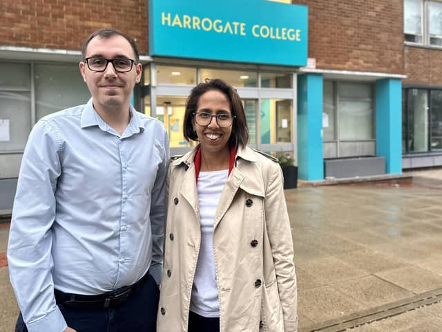 Lib Dem Education Spokesperson Munira Wilson MP during her visit to Harrogate this week, in the company of Harrogate Lib Dem Parliamentary Candidate Tom Gordon. (Picture contributed)