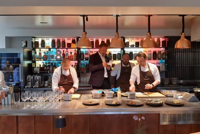 Rudding Park's Matthew Mackaness with acclaimed chef Adam Degg and his team at last night's preview of new restaurant FIFTY TWO in Harrogate. (Picture Graham Chalmers)