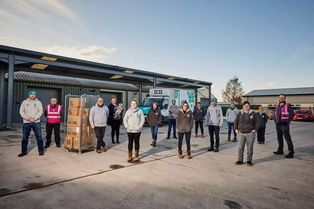 Director Chris Broadbent and staff at Thorp Arch-based raw dog-food manufacturer Naturaw.
